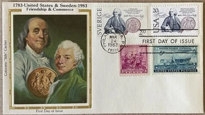 Combo de 4 estampillas Colorano Silk 2036 Estados Unidos y Suecia amistad y comercio - Imagen 1 de 1