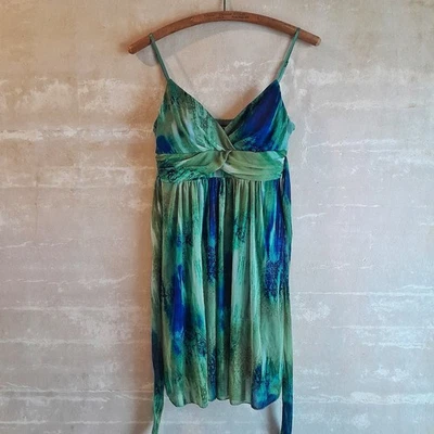 189a. vintage green & blue Ruby Rox a line y2k fairy babydoll mini dress, M - Image 1 of 4
