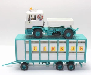 BB180, Old Kibri Truck MAN Heavy Duty Tractor Flatbed with Trailer Circus H0 - Picture 1 of 7
