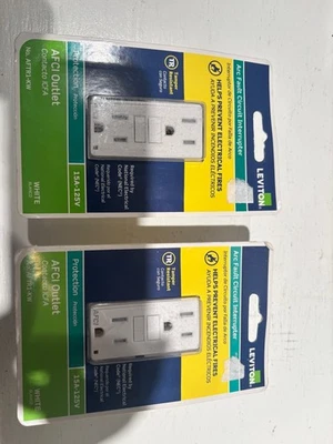 Leviton AFTR1-KW Arc Fault  Outlet 15A Tamper Resistant-  (2 PACK) - Image 1 of 2