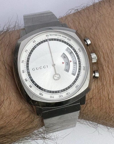 Orologio Uomo Gucci Grip 40MM CHRONO SLVR Quadrante SS Bracciale