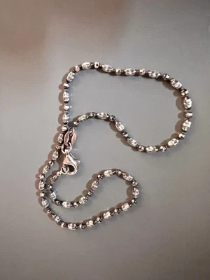 "Brazalete de tobillo de plata de ley de 10"" con un brillo de oro rosa estampado 925 Italia" Foto 1 de 3