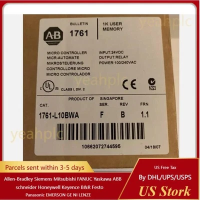 New Sealed AB 1761-L10BWA MICROLOGIX 1000 Controller 1761L10BWA US Free Tax - Image 1 of 2