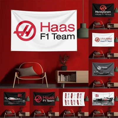 Haas Formula F1 Racing Team Fans Flag Banner Wall Art Hanging Garage Décor 5x3ft - Image 1 of 4