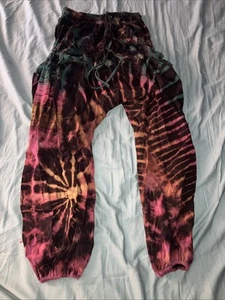 Vintage Hippy Festival Tie Dye Unisex One size Fits Most Harem Pants - Picture 1 of 3