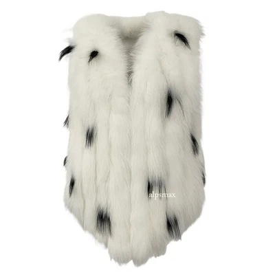 Дамы зимние реальный Fox меха женщин жилет толщиной теплый без рукавов повседневный v-образным вырезом куртка - Изображение 1 из 4