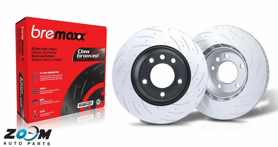 Genuine Bremaxx Slotted Disc rotor Rear Pair For Mitsubishi Evo X (10) 330mm - Image 1 of 4