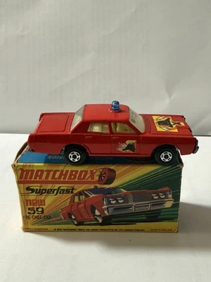 #59 Matchbox Lesney - Fire Chief - red with helmet/ axe stickers & original box - image 1 of 4