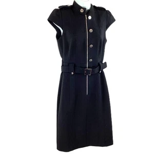 Karen Millen Black Utility Style Tailored Sleeveless Pencil Dress UK 12 - Picture 1 of 5