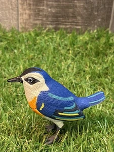 Sakkara luftiger Stachel zwitschernder Vogel Figur blau gelb batteriebetrieben - Bild 1 von 6