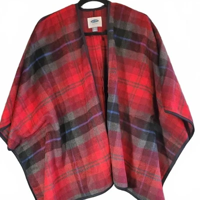 NUEVO SIN ETIQUETAS ANTIGUO AZUL MARINO Rojo Cuadros Mantón Medio Peso Suave Tela Polar Foto 1 de 4