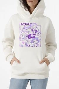 Kpop Demon Hunters Panel art Huntrx Unisex White Long Sleeve Hoodie XL Anime - Picture 1 of 3