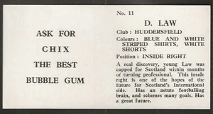CHIX-FOOTBALL PORTRAIT & ACTION (ASK FOR CHIX) 1960-#11- HUDDERSFIELD - LAW - Picture 1 of 2