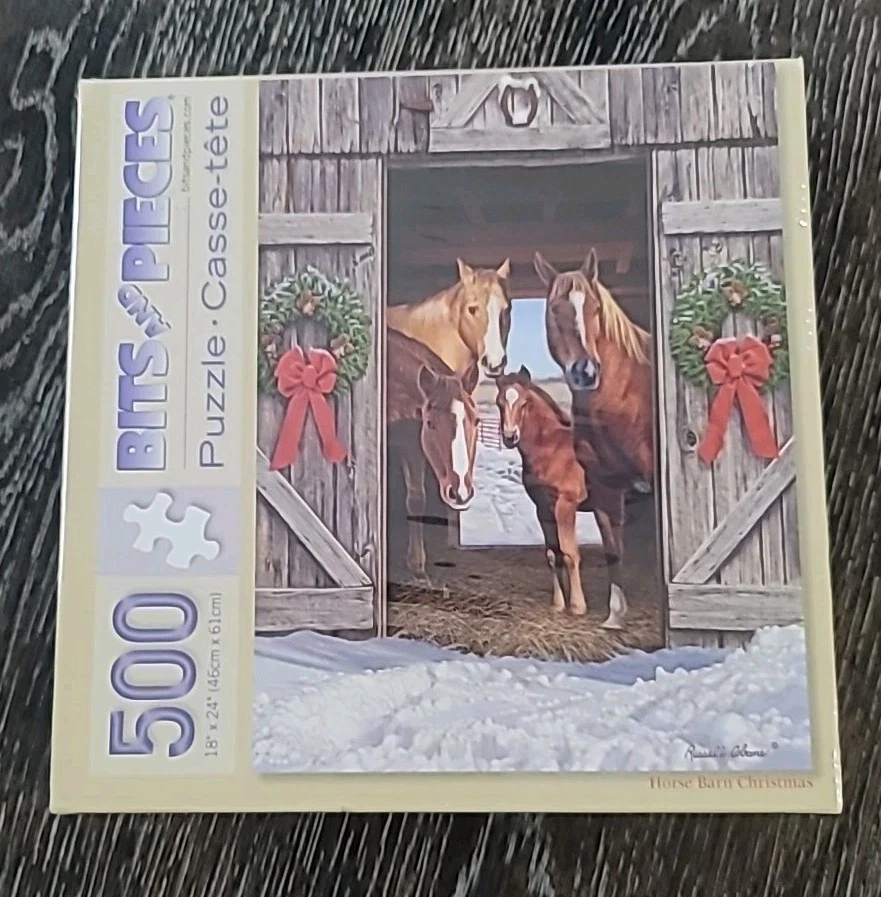 Nuevo. Brocas y piezas marca. Caballo Granero Navidad. Rompecabezas 500 piezas 18"x24" Foto 1 de 4