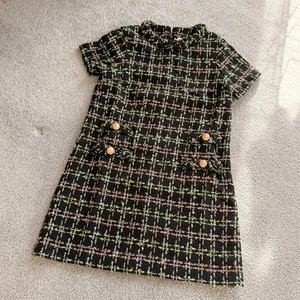 Vestido Jackie Tuckernuck Negro Acebo Oropel Tweed Manga Corta Fiesta Nuevo con Etiquetas Pequeño #2 - Imagen 1 de 10