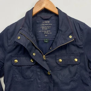 J. Crew Wms S Navy Relaxed Boyfriend Field Utility Jacket Brass Snap Cinch Waist - Bild 1 von 11