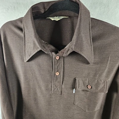 VTG Levis Panatela Shirt Mens XL Brown Disco Big Collar Disco Retro 70s - Image 1 of 4