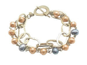Premiere Designs Gold Tone Faux Pearl Toggle Bracelet - Picture 1 of 12