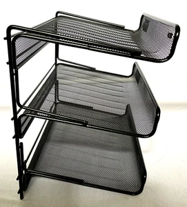 3 Tier Desk Document File/Letter Organizer Paper Black Shelf Size 14"W/9"D/12.5" - Picture 1 of 3