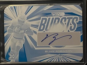 2023 Leaf Vivid Falcons Bijan Robinson RC - Auto True 1/1 Printing Plate Rookie
