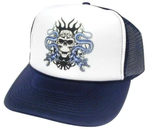 Dragon Skull Trucker Hat mesh hat snapback hat navy blue New - Picture 1 of 2