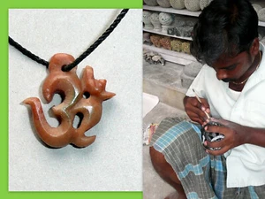 OM Zeichen Halskette  * Indien * handgefertigt, handmade * schwarz * NEU! [OM71] - Bild 1 von 1