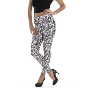 Zebra Leggins Stretchhose Animal Leggings Jeggings Tights für Damen Schwarz-Weiß - Bild 1 von 3