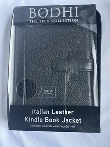 BODHI Italian Leather Kindle Book Jacket Cover for Kindle wifi/3G Black-New - Picture 1 of 3