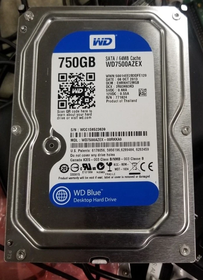 Western Digital WD Green WD7500AZEX 750GB 3.5 7200RPM SATA Hard Drive - Image 1 of 1