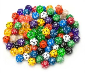 100+ Mixed Random Bulk Lot of NEW Wiz Dice DND d20 Polyhedral Gaming Dice - Picture 1 of 6