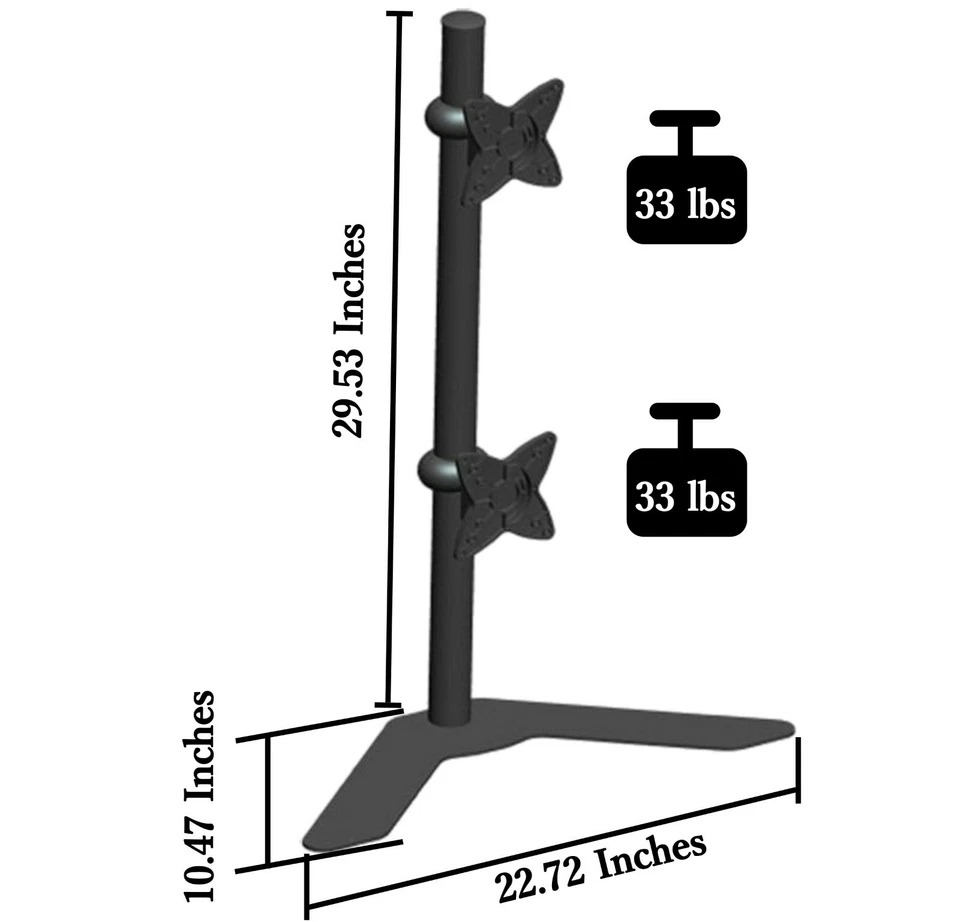 Dual Tilt & Rotate Free Standing Desk Stand for Two Computer Monitor Screens - Image 1 of 1