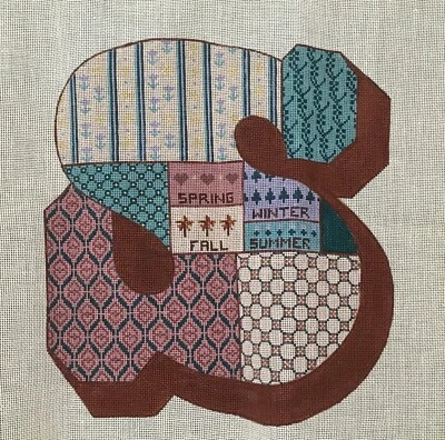 Needlepoint hand painted canvas Initial S 4 seasons 18” sq TS Designs NEW VTG - Image 1 of 4