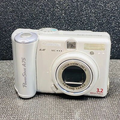Canon PowerShot A75 3.2 MP Digital Camera Silver Not Working For Parts - Image 1 of 4