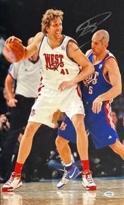 Dirk Nowitzki Signed 12x18 NBA All Star Photo Dallas Mavericks PSA AP18858 - Picture 1 of 2
