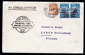 Zeppelin 1931,1.SAF, Brasilianische Post mit Paar 5000 R., Sieger 125 B - Bild 1 von 2