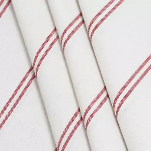 Toulouse Stripe Double Width Fabric Red | Ticking | Grain Sack Style Curtains - Picture 1 of 6