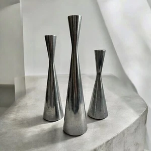 Mid-Century Modern Minimalist Metal Candlesticks - Picture 1 of 4