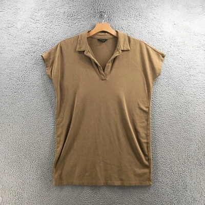 Banana Republic Sleeveless Polo Shirt Women L Brown Cotton Blend Collared V-Neck - Изображение 1 из 4