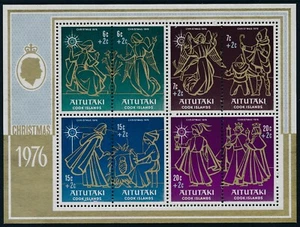 1976 AITUTAKI CHRISTMAS WITH SURCHARGES MINI SHEET FINE MINT MNH - Picture 1 of 1