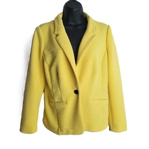 Kensie Textured Blazer Sz Small Yellow Statement Business Casual Parisian Preppy - Picture 1 of 11