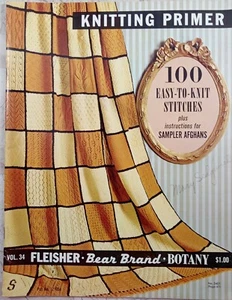 Fleisher Knitting Primer 100 Knit Stitches 1968 Vol 34 Vintage 4 Sampler Afghan - Picture 1 of 7