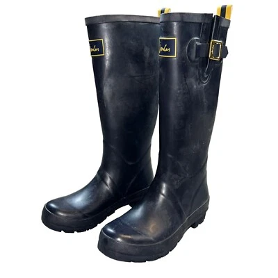 Joules Botas Mujer US 7 Gran Bretaña Alta Goma Lluvia Wellington Azul Marino Foto 1 de 4