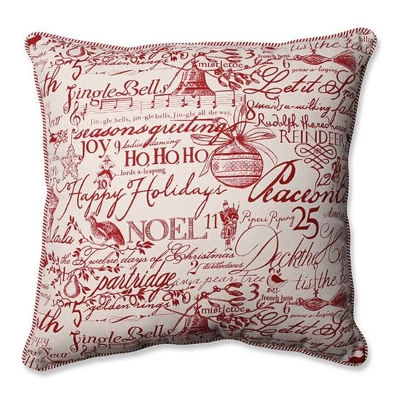 Pillow Perfect Holiday Poinsettia Pillow 18" x 18" - Image 1 of 1