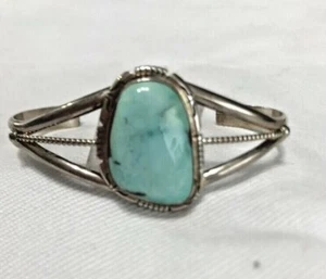Navajo Sterling Silber .925 Kingman Türkis Armband signiert Dave Skeets - Bild 1 von 11