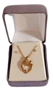 Gold Plated Brass Mother & Child Pendant 18" chain and Stud Earring Set - Picture 1 of 5