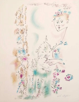 Litografía moderna firmada por Andre Masson Venise en Fleurs en papel 114/125 enmarcada Foto 1 de 4