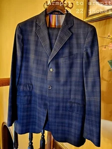 Etro Milano Handmade Italy Men Check Suit Indigo Blue 3Button Single Breasted$3k - Picture 1 of 13