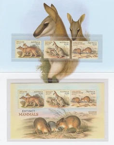 AUSTRALIA 2023 - MAMÍFEROS EXTINTOS Juego de 3 y Minihoja ambos Estampillados Estampillados sin montar o nunca montados en Paquete de Estampillas - Imagen 1 de 3
