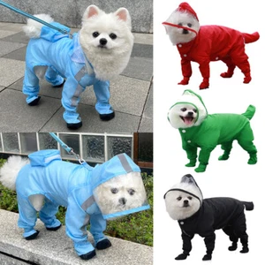 Dog Full Body Raincoat With Hood Four-legged All-inclusive Dog Jumpsuit Raincoat - Picture 1 of 29
