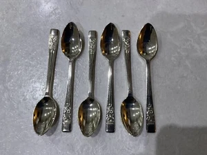 Vintage Tea Spoons X 6 Eben Parker Springtime Epns A1 Sheffield 11cm - Picture 1 of 5
